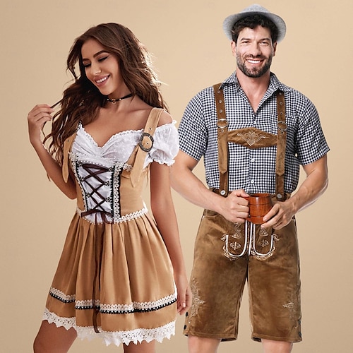  Sopiva Oktoberfest-puku - Dirndl naisille tai Lederhosen miehille Alppien saksalainen baijerilainen olutpuku täydellinen olutfestivaalille juhliin Halloweeniin teema-juhliin - myydään erikseen