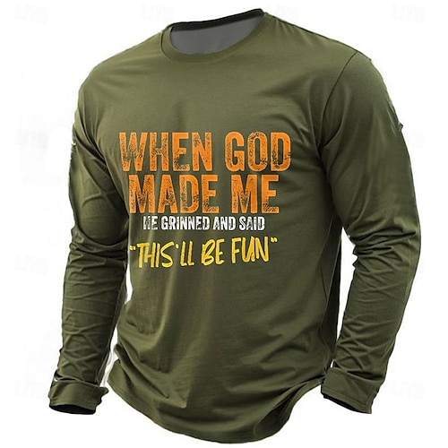  Men's Funny Slang T Shirt Long Sleeve T shirt 3D Print Crew Neck Shirt Fashion Daily Basic Street Casual Daily Black Red Blue Summer Spring All Seasons Clothing Apparel S M L XL XXL XXXL