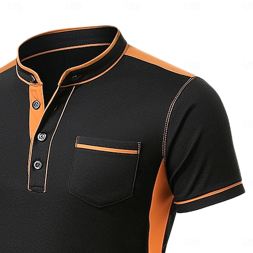  Herren Henley Hemd T-Shirt Henley Oberteil Kurzarm Einfarbig Einfach Mode Designer Lässig Farbblock Knöpfe Henley Outdoor Lässig Täglich Sommer Ganzjahres Schwarz Weiß Marineblau Henley T-Shirt