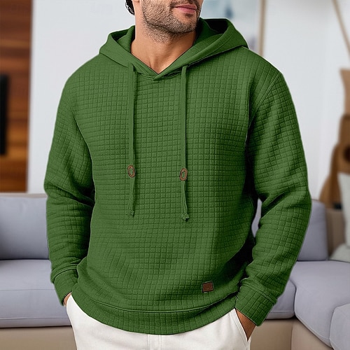 Men's Hoodie Black White Red Navy Blue Green Hooded Plain Sports