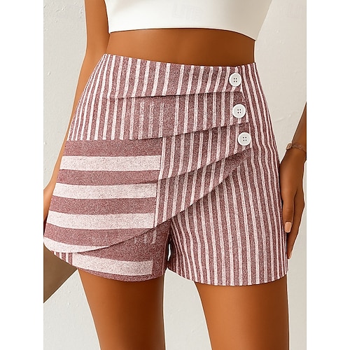  Pentru femei chinez Pantaloni Scurți Elegant Vacanță Epocă Scurt Talie Înaltă Grafic Dungi Abstract Multistratificat Micro-elastic În aer liber Stradă Zilnic Negru Albastru piscină Roșu Vară Primăvară