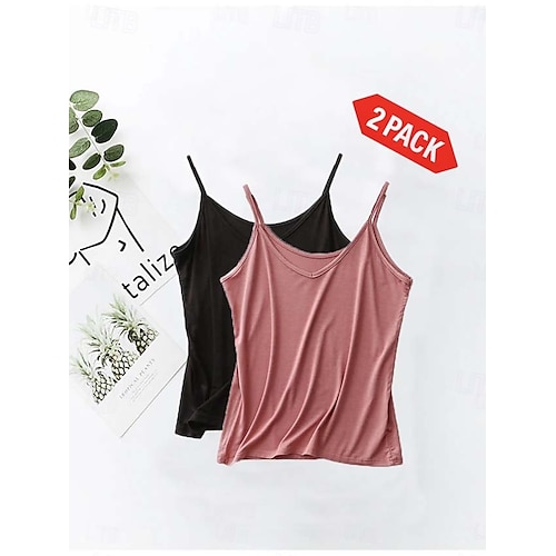  Pentru femei Camisole Tank Top Culoare solidă Simplu Zilnic Fără manșon Stil Nautic Pătrat Scoateți gâtul Topuri obișnuite Negru și Alb Negru / Roz Alb și Roz Negru și gri Gri+Alb Primăvară, toamn