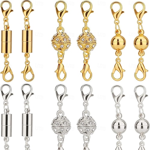  Conjunto de 12 fechos magnéticos para colar e fechos para joias, fecho de pressão forte e seguro, fácil de usar para artrite, reparo faça você mesmo, conector extensor de pulseira