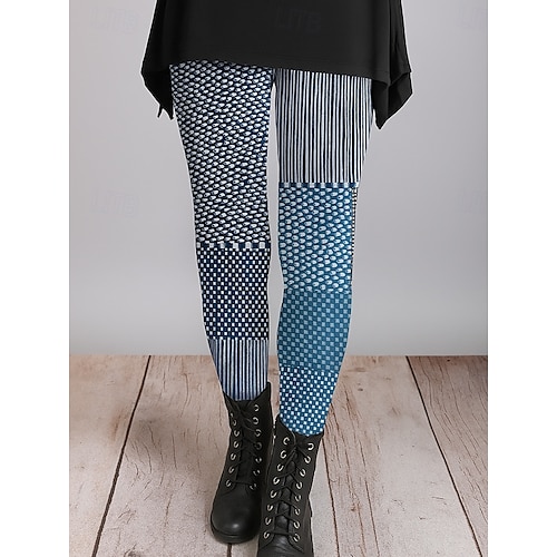  Femmes Leggings Vacances ancien Style Ethnique Longueur complète Taille haute Graphique Abstrait Impression 3D Séchage Rapide Respirabilité Doux Élastique Extérieur Maison Décontracté Noir Blanche