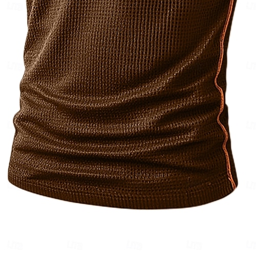  Men's Waffle Henley Shirt Tee Short Sleeve Solid Color Plain Fashion Designer Comfortable Color Block Buttons Henley Outdoor Casual Daily Summer All Seasons Black Navy Blue Brown Henley T-Shirt