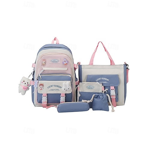 Tween & Teen Girls 5-Piece Kawaii Backpack Set, Large Capacity