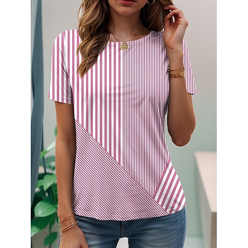  Femmes T-shirt Graphique Élégant Classique Occasionnel Manche Courte Col en V Hauts Réguliers Quotidien Imprimé Jaune Vert Claire Rose Claire Bleu Violet Été Printemps