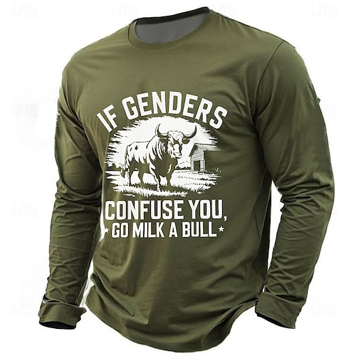  Men's Funny Slang Sarcasm T Shirt Long Sleeve T shirt 3D Print Crew Neck Shirt Fashion Daily Basic Street Casual Daily Black Red Blue Summer Spring All Seasons Clothing Apparel S M L XL XXL XXXL