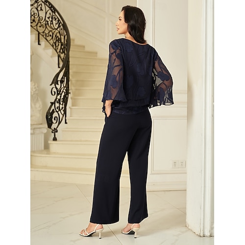  Dames Kanten overhemd Blouse Geklede topjes Chiffon-topjes Effen Kleur Bloemig Grafisch Elegant Stijlvol Basic Halve mouw Flutter mouw Boothals Normale tops Bruiloft gast Werk Dagelijks Asymetrische