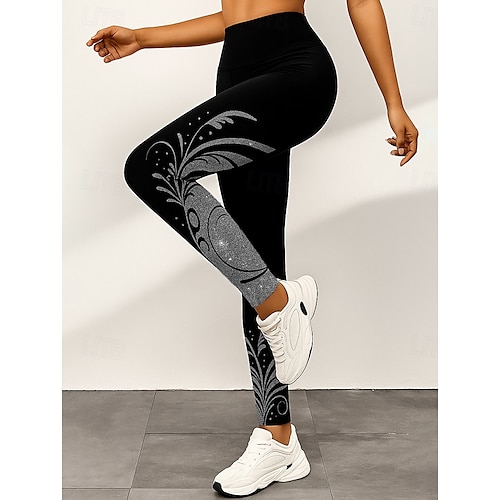  Per donna Leggings Attivo Vacanza Vintage Lunghezza intera Vita Alta Grafico Astratto Stampa 3D Asciugatura Rapida Traspirabilità Morbido Elasticizzato All'aperto Casa Casual Giallo Rosa Blu Grigio