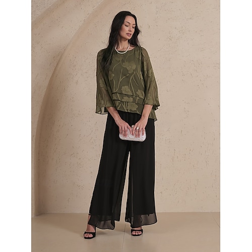  Damen Spitzenbluse Bluse Elegante Oberteile Chiffon Tops Einfarbig Blumen Elegant Stilvoll Lässig Halbarm Flattrige Ärmel U-Boot-Ausschnitt Normale Oberteile Hochzeitsgast Arbeit Täglich