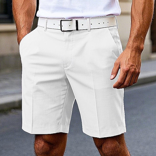  Herre Dress Shorts Burmuda shorts Arbeidshorts Lomme عادي Komfort Pustende Knelengde utendørs Virksomhet Mote Fritid Svart Hvit