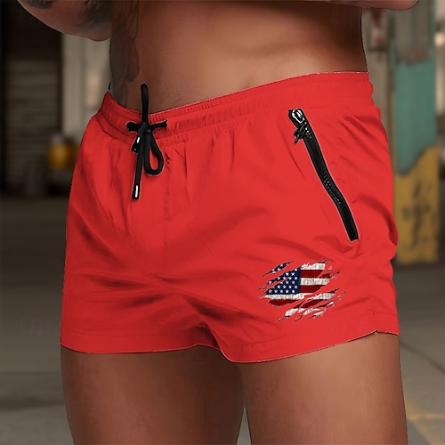  Homme Maillots de bain Shorts de bain Shorts de Surf Drapeau national Séchage rapide Respirable avec doublure en mesh Taille Élastique Cordon de serrage Vacances Plage Hawaïen Occasionnel Rouge vin