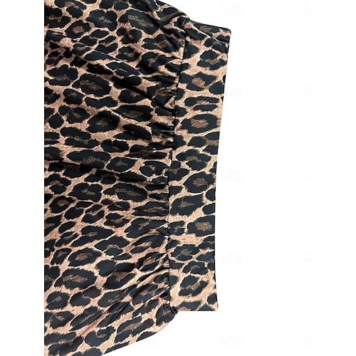  Dame الالتفاف A-linje Mote Fritid Maksi Høy Midje Skjørt Leopard Trykt mønster Mikroelastisk Gate Daglig Leopard Sommer Polyester