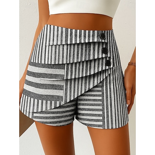  Pentru femei chinez Pantaloni Scurți Elegant Vacanță Epocă Scurt Talie Înaltă Grafic Dungi Abstract Multistratificat Micro-elastic În aer liber Stradă Zilnic Negru Albastru piscină Roșu Vară Primăvară