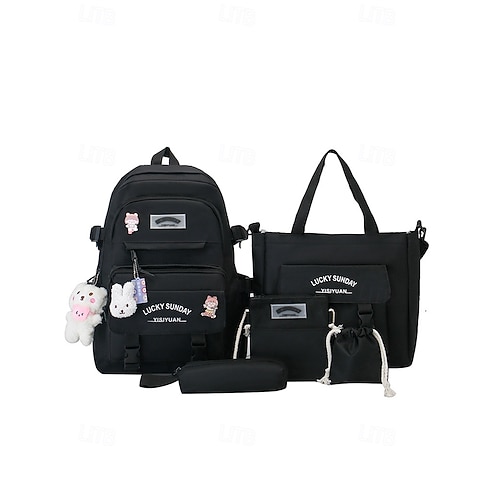 Tween & Teen Girls 5-Piece Kawaii Backpack Set, Large Capacity