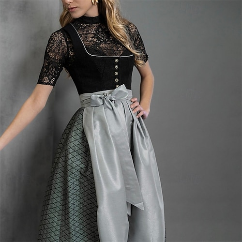 black oktoberfest dress Premium Black Blue Dirndl – Traditional German Dress XS main image 1