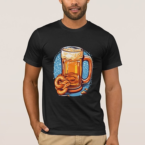 Oktoberfest Birra Pretzel T-shirt bavarese Monaco Tedesco Grafico Per Per uomo Adulti Carnevale Birra Oktoberfest Stampa a caldo Feste Casual Quotidia