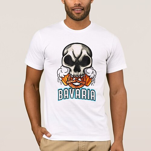 Oktoberfest Teschio Pretzel T-shirt bavarese Monaco Tedesco Grafico Per Per uomo Adulti Carnevale Birra Oktoberfest Stampa a caldo Feste Casual Quotid
