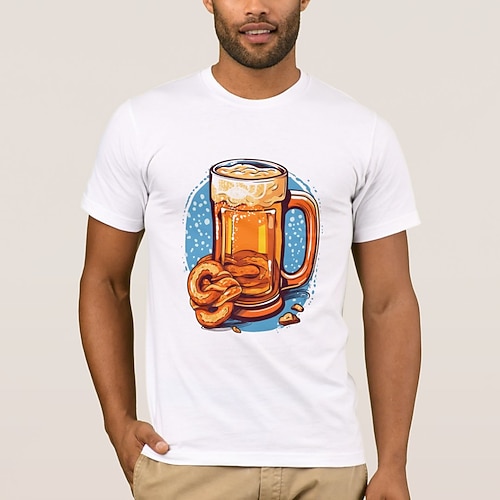 Oktoberfest Birra Pretzel T-shirt bavarese Monaco Tedesco Grafico Per Per uomo Adulti Carnevale Birra Oktoberfest Stampa a caldo Feste Casual Quotidia