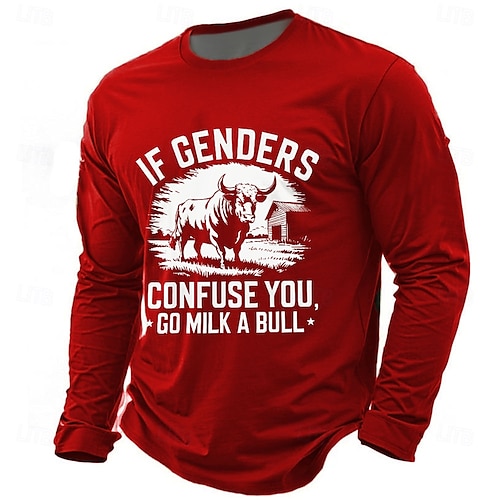  Men's Funny Slang Sarcasm T Shirt Long Sleeve T shirt 3D Print Crew Neck Shirt Fashion Daily Basic Street Casual Daily Black Red Blue Summer Spring All Seasons Clothing Apparel S M L XL XXL XXXL