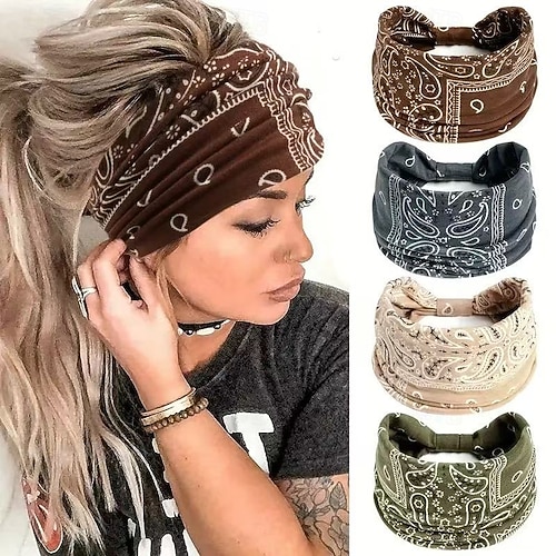 Fasce per capelli da yoga da donna, confezione da 4, fasce elastiche per capelli sportive che assorbono il sudore, fasce elastiche per la testa da allenaento per lo stile europeo e aericano