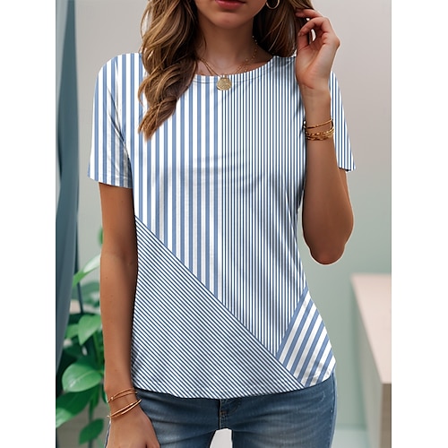  Femmes T-shirt Graphique Élégant Classique Occasionnel Manche Courte Col en V Hauts Réguliers Quotidien Imprimé Jaune Vert Claire Rose Claire Bleu Violet Été Printemps