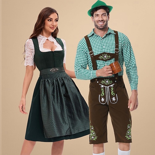  Μπύρα Oktoberfest Lederhosen Πουκάμισο βαυάρος βαυάρος Γερμανικά Λιβάδια Ανδρικά Πανί παραδοσιακού στυλ Μπλούζα Κοντά Παντελονάκια Καπέλο