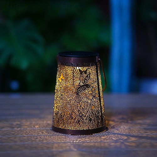 MUCHER Lanterna Solare A Forma Di Farfalla Con Batteria 1000 MAh - Lampada Da Giardino Decorativa, Impermeabile, Con Manico Per Appendere, Interni/Esterni - 2