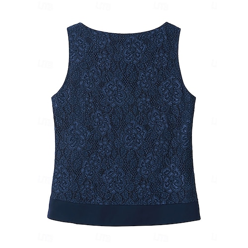  Dámské Saténová košile Krajkový sestřihový top Večerní topy Pevná barva Elegantní stylové Semi Formal Attire Bez rukávů Tričkový Běžné topy Večerní oslava Formální oblečení Koktejlové oblečení Krajka
