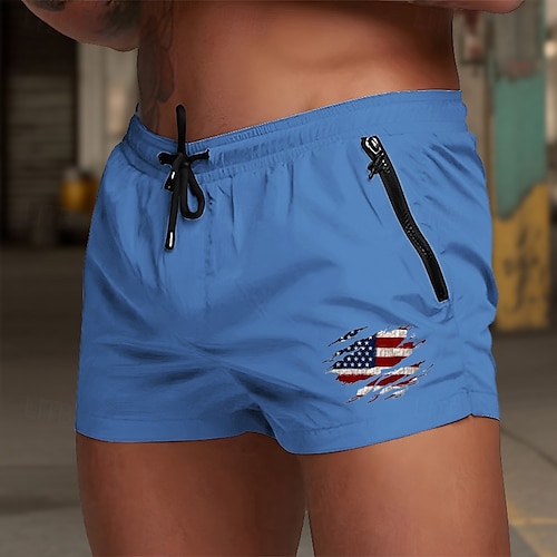  Men's Swim Trunks Swim Shorts Board Shorts National Flag Quick dry Breathable with Mesh lining Elastic Waist Drawstring Vacation Beach Hawaiian Casual Wine Red Black