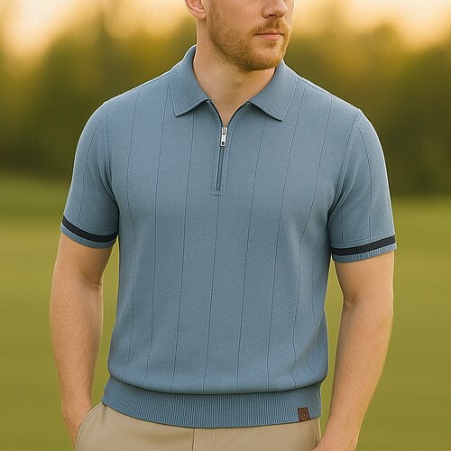 Per uomo Per maschio Tinta unica Strisce verticali Polo Maglione