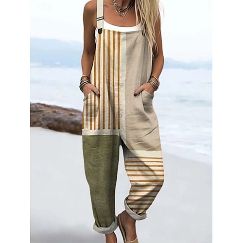  Femmes Normal Combinaison Actif Fleuri Sans manches Col rond Avec Poches Imprimé Vacances Quotidien Coupe régulière Jaune Rose Claire Rouge Été