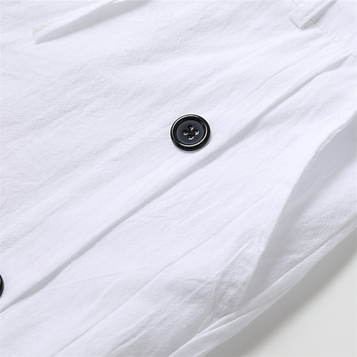  Men's Linen Pants Trousers Summer Pants Beach Pants Pocket Side Button Plain Comfort Breathable Vacation Daily Holiday Hawaiian Boho Black White