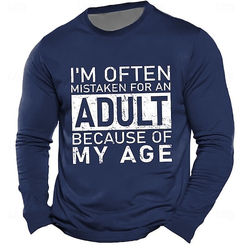  Bărbați Argou amuzant Tricou Manșon Lung Tricou Tipărire 3D Stil Nautic Cămașă Modă Zilnic De Bază Stradă Casual Zilnic Negru Roșu-aprins Albastru piscină Vară Primăvară Toate Sezoanele Îmbrăcăminte