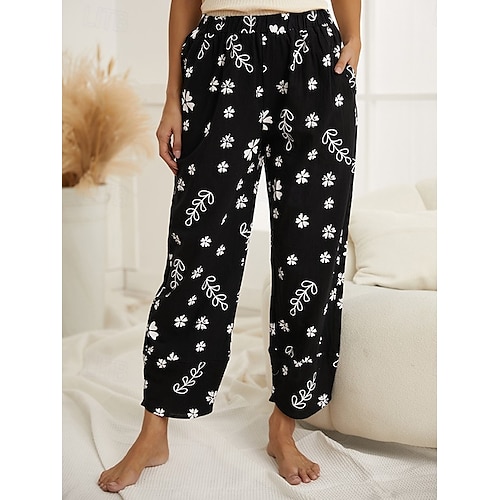  Femmes Slacks Vacances ancien Style Ethnique Longueur complète Taille haute Graphique Géométrique Ceinture Élastique Confortable Respirabilité Doux Haute Élasticité Extérieur Rue Quotidien Noir Ét