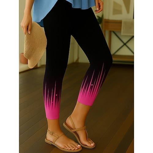  Mulheres Leggings Elegante Ativo Férias Mimolet Cintura Alta Gráfico Gradiente Impressão 3D Secagem Rápida Respirabilidade Macio Com Stretch Ao ar livre Casa Casual Branco Rosa claro Laranja Outono