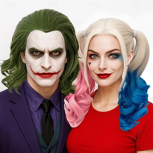  Perucă de clown perucă verde pentru cosplay perucă pentru băieți perucă scurtă ondulată pentru petrecere peruci de Halloween peruci de ziua Sf. Patrick