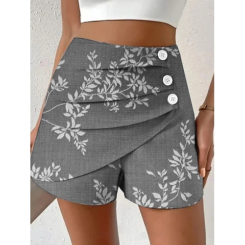  Dame kinesisk Shorts Ferie Årgang Etnisk stil Kort Høy Midje Blomstret Grafisk Flettet Mikroelastisk Feriereise Gate Daglig Lilla Rødstrupe-egg Blå Rød Grønn Sommer Vår Normal