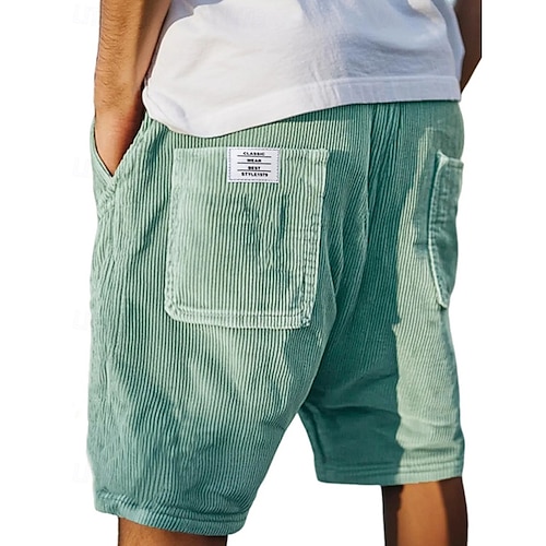  Per uomo Shorts Pantaloncini Estivi Pantaloncini casual Pantaloncini di velluto a coste Tasca Coulisse Elastico in vita Semplice Comodità Traspirante Corto All'aperto Vacanza Canotta sportiva Casual