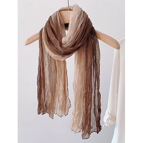 Leichter Herrenschal aus geknittertem Chiffon im Batik-Ombré-Look, perfekt für Bohème-Reisen, den Alltags-Layering-Look und Frühlings-/Herbst-Looks