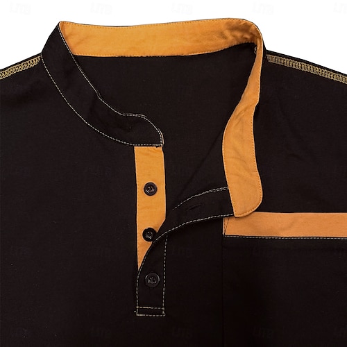  Herre Henly-skjorte T-skjorter Henley Topp Kortermet Helfarge عادي Ensfarget Mote Designer Fritid Knapper Fargeblokk Ren Henley utendørs Avslappet Daglig Sommer Alle årstider Svart Hvit Navyblå