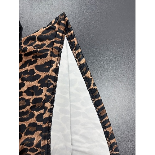  Dame الالتفاف A-linje Mote Fritid Maksi Høy Midje Skjørt Leopard Trykt mønster Mikroelastisk Gate Daglig Leopard Sommer Polyester