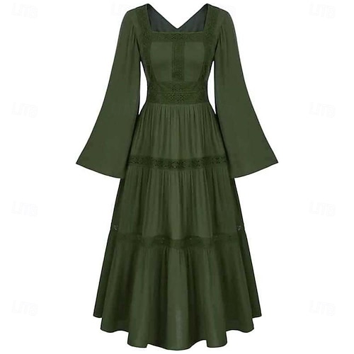 Retro Vintage Medieval Renaissance Midi Dress Bell Sleeve Viking Elven A-Line Fancy Dress Women's Fantasy Halloween Carnival Vacation Casual Daily LARP Adults Dress Spring & Summer 2026 - $50.99 Retro Vintage Medieval Renaissance Midi Dress Bell Sleeve Viking Elven A-Line Fancy Dress Women's Fantasy Halloween Carnival Vacation Casual Daily LARP Adults Dress Spring & Summer 2026 - $50.99