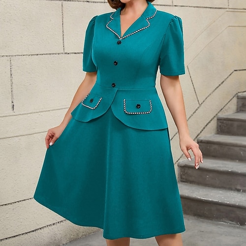 plus size vintage fit and flare dress Plus Size Vintage Floral Fit And Flare Dress – Pluspreorder main image 1