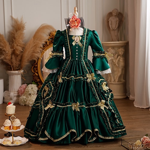 Rococo Princess Fancy Maxi Party Costume Accessories Bell Sleeve Belle Bow  Retro Ball Gown Point Fancy Dress Girls' Royal Christmas Halloween Carnival  Masquerade Wedding Party Festival Kid's Child's 2026 - GBP 130