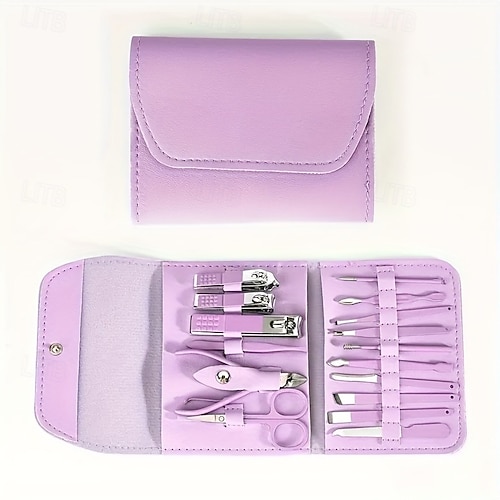  16 in1 Professional Nail Clippers Pedicure Kit Manicure Set , Stainless Steel Nail Care Tools Grooming Kit with Luxurious Travel Leather Case for Thick Nails Men Women Gift