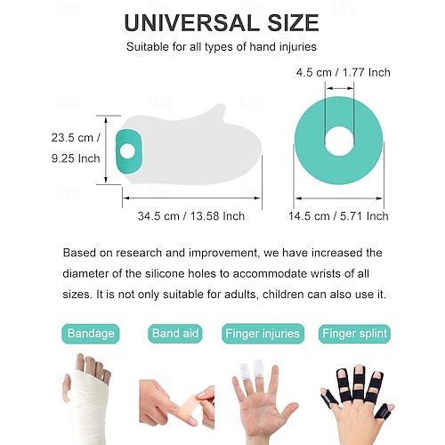  Vanntett håndstøpningstrekk, håndtrekk for dusj etter operasjon, håndstøpningstrekk for dusj til voksne, myk og komfortabel støpningsbeskytter for håndledd og finger, gjenbrukbar støpningspose for