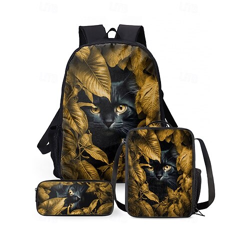 Mochila de gato negro de la jungla para niñas y niños: mochila