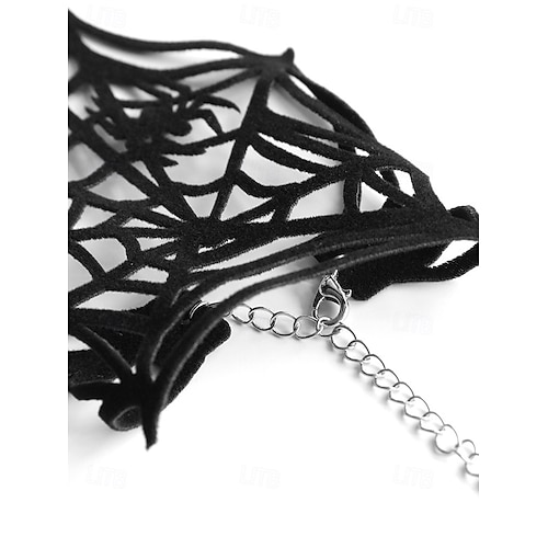  Damska bransoletka na rękę z motywem pajęczyny na Halloween – czarny, poliestrowy, gotycki łańcuszek na nadgarstek z motywem pająka na imprezy kostiumowe i cosplay